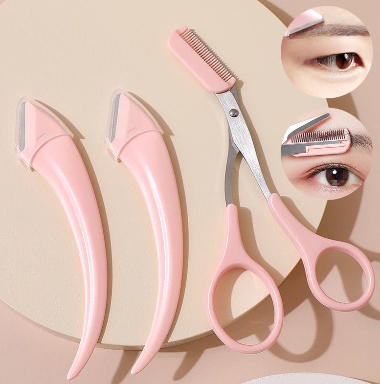 Eyebrow Trimming Knife With Comb Curved Moon Small Beauty Supplies Gadgets image 0
