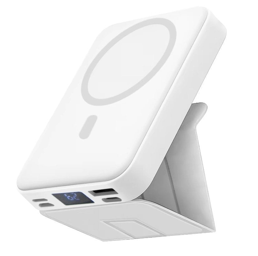 Power Bank Magnetic Portable Wireless FastCharger 10000mAh Type - C Cable LEDDisplay 22.5W PD Fast Charging LightingMag-Safe Battery Pack For IPhone15 14 13 12 Mini Pro Pro Max Devices Digital - White image