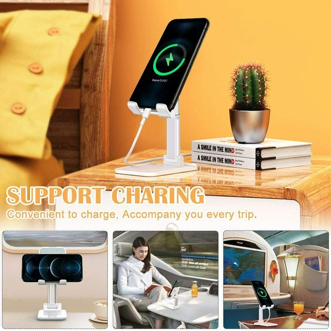 Cell Phone Stand Desktop Holder Tablet Stand Mount Mobile Phone Desktop Tablet Holder Table Cell Foldable Extend Support Desk Mobile Phone Holder Stand image 2
