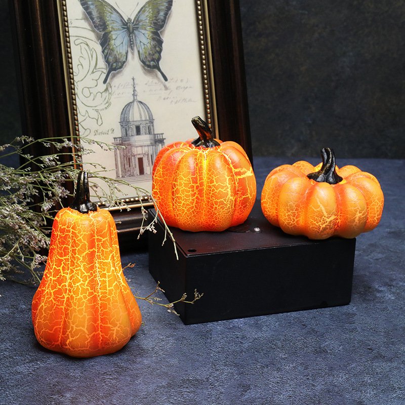 New Halloween Pumpkin Lantern Simulation Pumpkin LED Candle Lamp Resin Luminous Pumpkin image 3