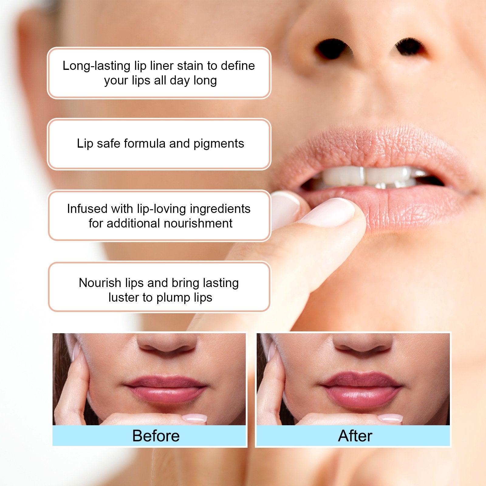 Mineral OilOUHOE Peel Off Lipliner Plump Lip Lines Show Lip Color Without Taking Off Makeup Peel Off Lipliner image 4