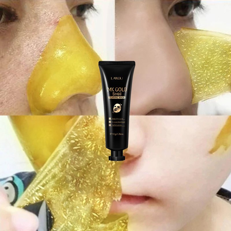 Gold Foil Snail Tear-Off Mask Hydrating skin whitening mask, skin radiant image 6
