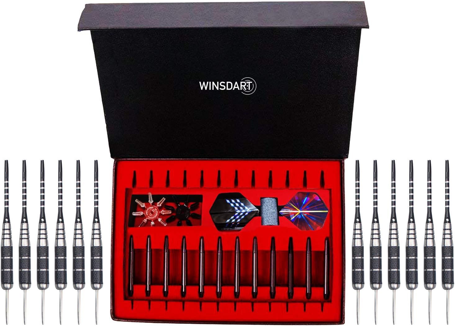 Darts Metal Tip Set Professional Metal Darts for Dartboard Steel Tip Darts with Nonslip Iron Barrel Aluminum Dart Shafts,Extra Flights,Dart Sharpener,Gift Box image 6