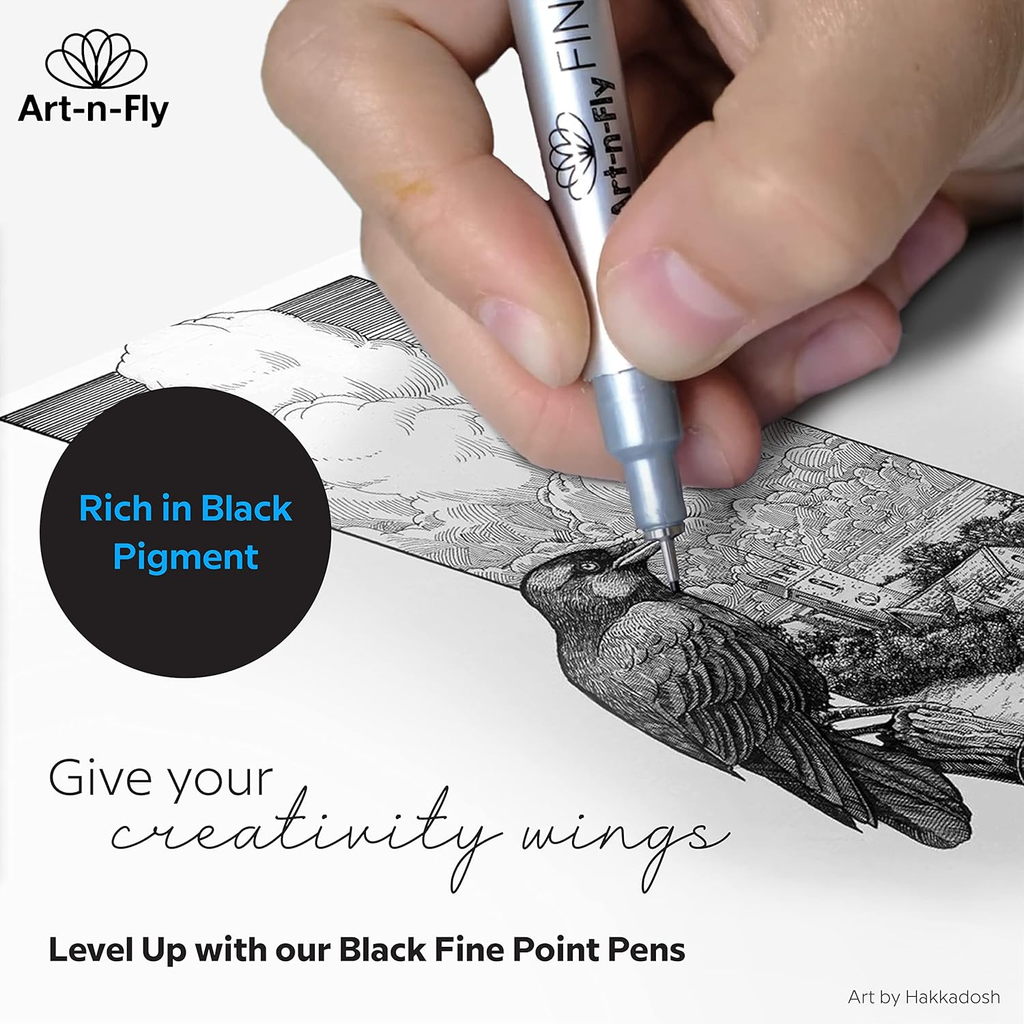 Micro Pen Set - 6 Assorted Sizes - Black Ink Fineliner Pens | Waterproof, No Bleed &amp; Quick-Dry Fine Point Pen with Japanese Archival Pigment Ink for Drawing, Sketching, Manga, Illustration image 3