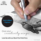 Micro Pen Set - 6 Assorted Sizes - Black Ink Fineliner Pens | Waterproof, No Bleed &amp; Quick-Dry Fine Point Pen with Japanese Archival Pigment Ink for Drawing, Sketching, Manga, Illustration image 3