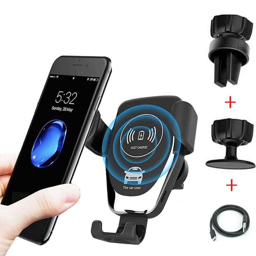 10W QI Wireless Fast Car Charger Mount Holder Stand Automatic Clamping Charging image 0