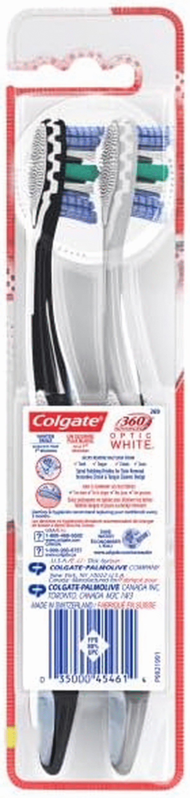 360 Advanced Optic White Toothbrush, Soft, 2 Count image 3