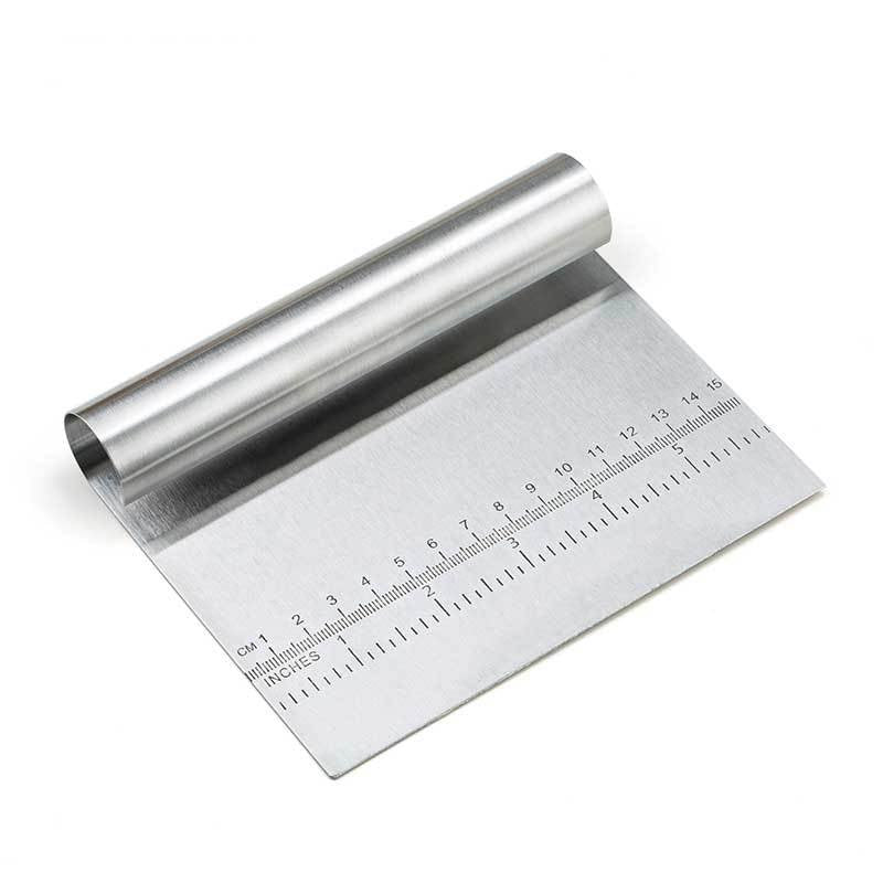 Stainless Steel Pastry Spatulas Cutter With Scale Pizza Dough Scraper Fondant Cake Decoration Tools Baking Kitchen Accessories Dough Cake Stainless Steel Pizza Flour Tool Cutter Chopper Scraper - Silver image