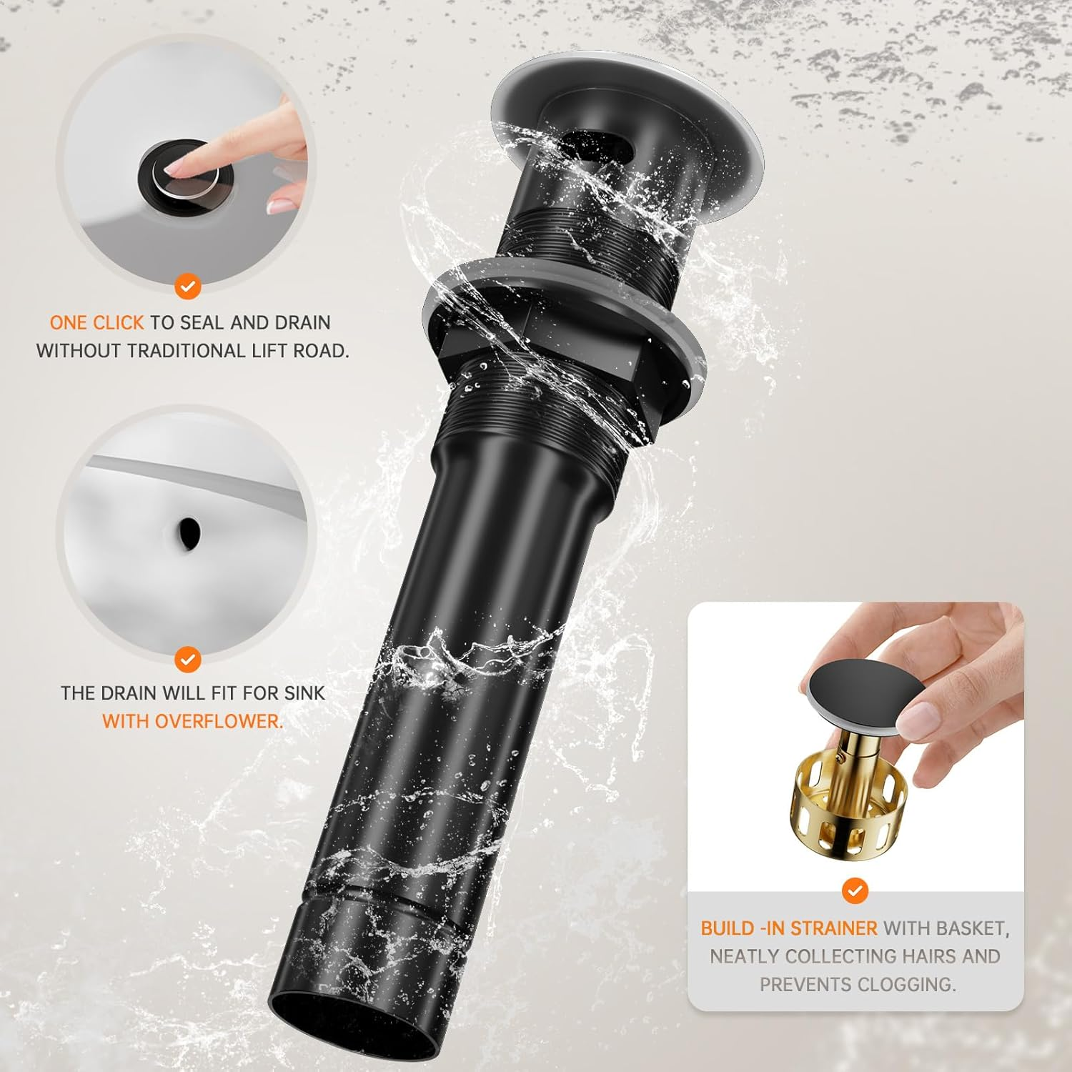 4 Inch 2 Handle Centerset Matte Black Lead-Free Modern Bathroom Faucet, 360 Swivel Spout 2-3 Hole RV Bathroom Vanity Sink Faucet with Pop up Drain and Water Supply Lines，Bf015-1-Mb image 8