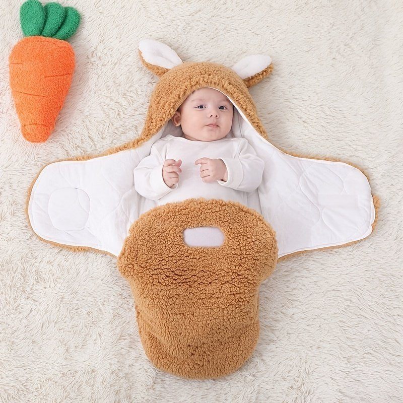 Super Soft Baby Sleeping Bag Fluffy Fleece Newborn Blanket Swaddle Blankets, Unisex Baby Wrap For Newborn Baby Boys Girls With Head-Protecting &amp; Head-Supporting Function, Wearable Swaddle Sleep Sack image 3