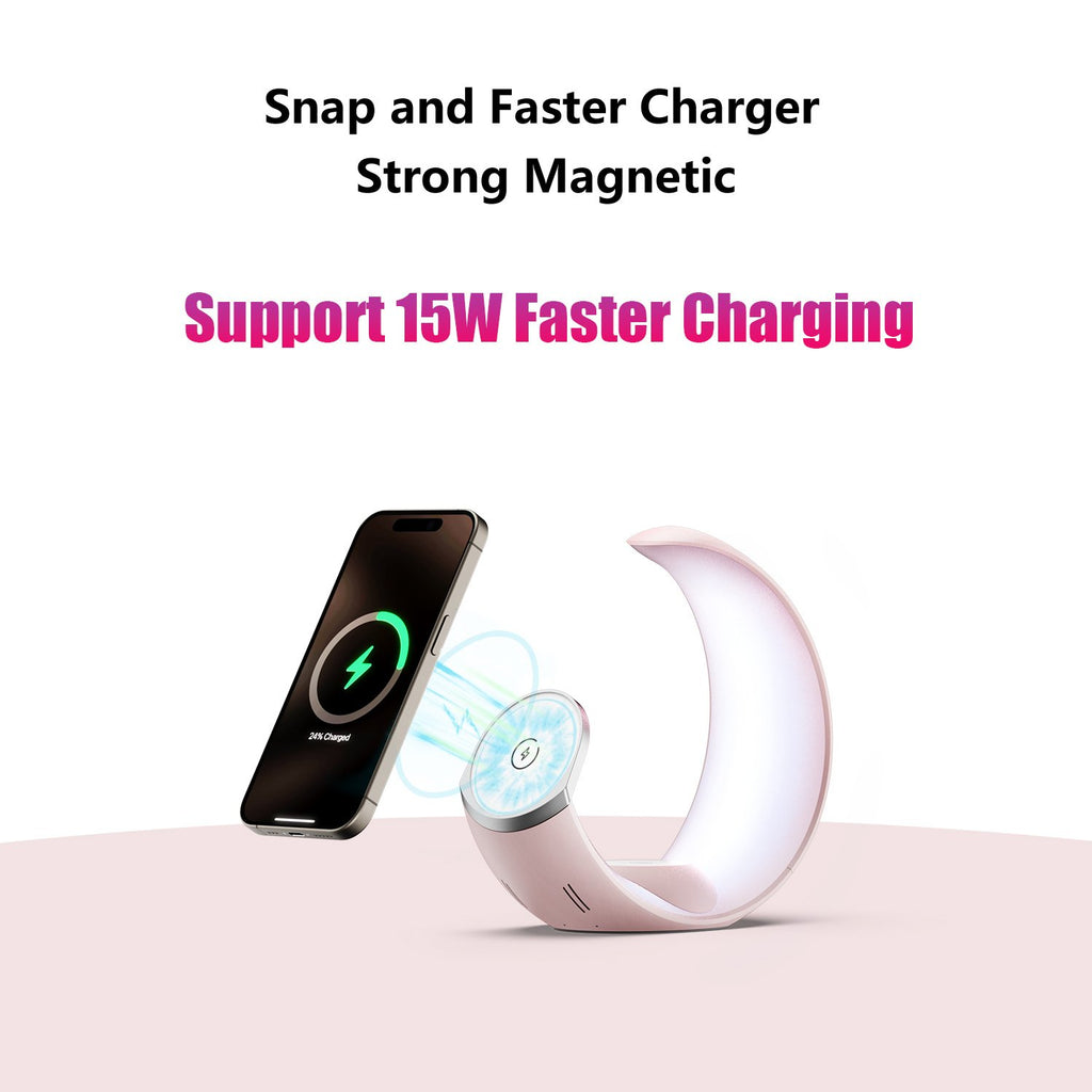 4-in-1 Crescent Magnetic Wireless Charger Stand For Multiple Devices NO Plug image 8