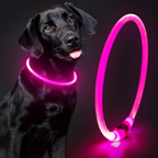 Light up Dog Collar - Waterproof LED Pet Collar Rechargeable, TPU Cuttable Glow in the Dark Dog Lights for Night Walking (Pink) image 0