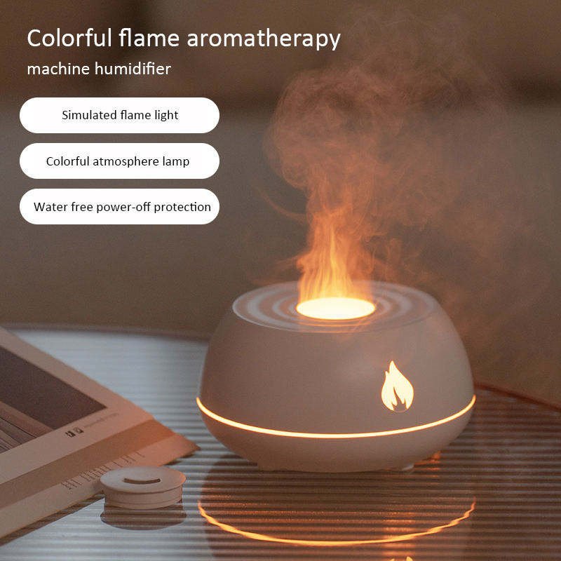 Flame Humidifier Aromatherapy Diffuser 7 Colors Light Home Air Humidifier 130ML USB Room Fragrance Essential Oil Diffuser image 0