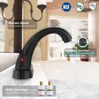 2-Handle Bathroom Sink Faucet with Drain Assembly and Supply Hoses Matte Black,1359804 image 1