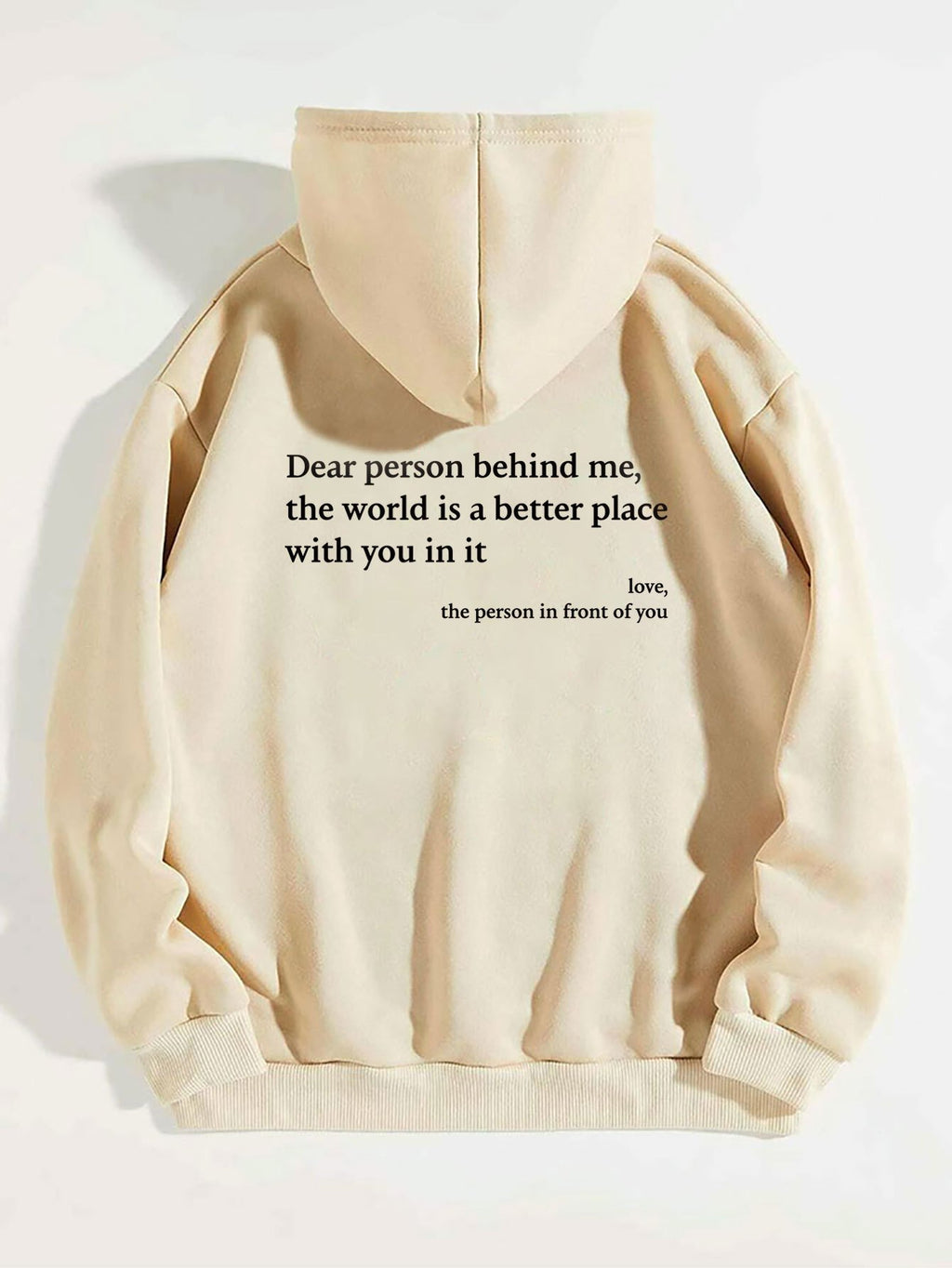 Dear Person Behind Me,the World Is A Better Place,with You In It,love,the Person In Front Of You,Women's Plush Letter Printed Kangaroo Pocket Drawstring Printed Hoodie Unisex Trendy Hoodies image 7