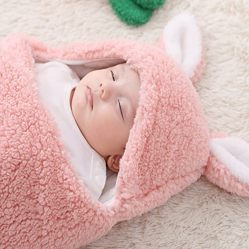 Super Soft Baby Sleeping Bag Fluffy Fleece Newborn Blanket Swaddle Blankets, Unisex Baby Wrap For Newborn Baby Boys Girls With Head-Protecting &amp; Head-Supporting Function, Wearable Swaddle Sleep Sack image 1
