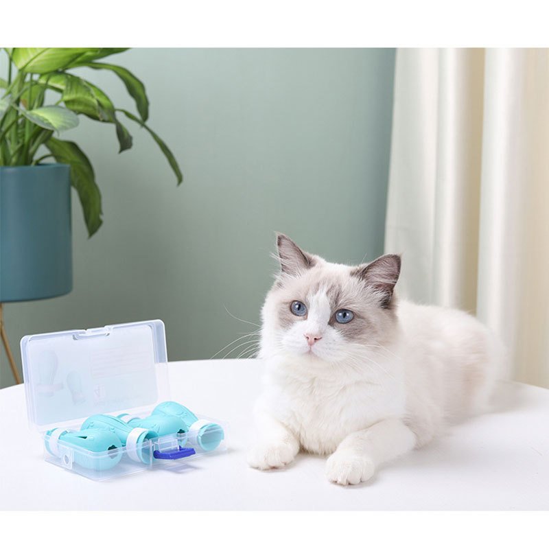 Adjustable Cat Foot Claw Cover Anti-Scratch Prickly Nail Glove Cat Boots For Cats Only, Anti-Scratch Cat Feet Claw Covers Adjustable Prickly Anti-Off Shoes Nail Glove - Blue image