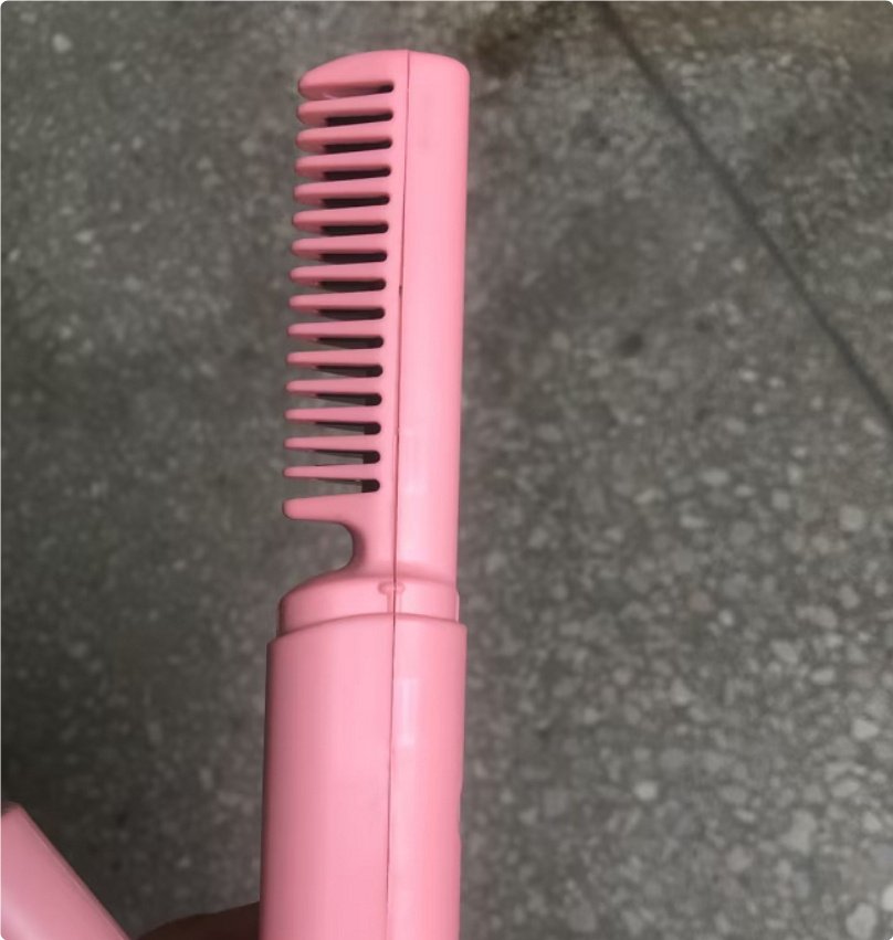 Professional Wireless Hair Straightener Curler Comb Fast Heating Negative Ion Straightening Curling Brush Hair Styling Tools - Pink image