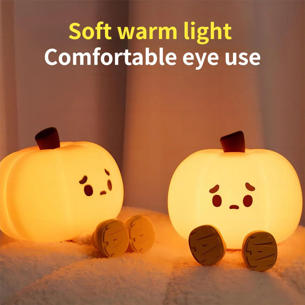 Home Decor Halloween Pumpkin Night Light Cute Soft Silicone Lamp Touch  Dimmable Rechargeable Bedside Decor Light Kids Gifts Halloween Decorations image 5