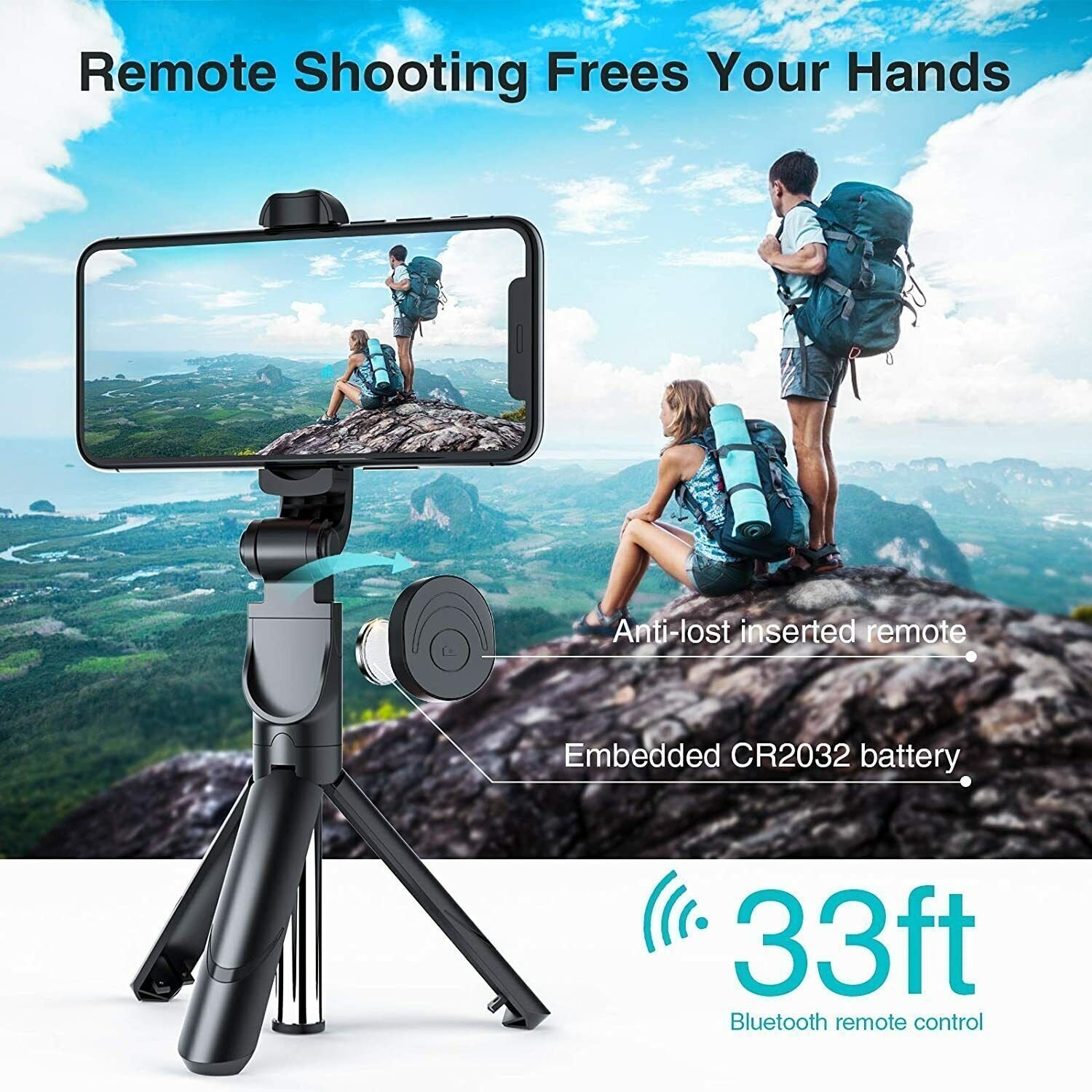 Bluetooth Selfie Tripod Telescopic Stick Remote Monopod Extendable Phone Holder image 4