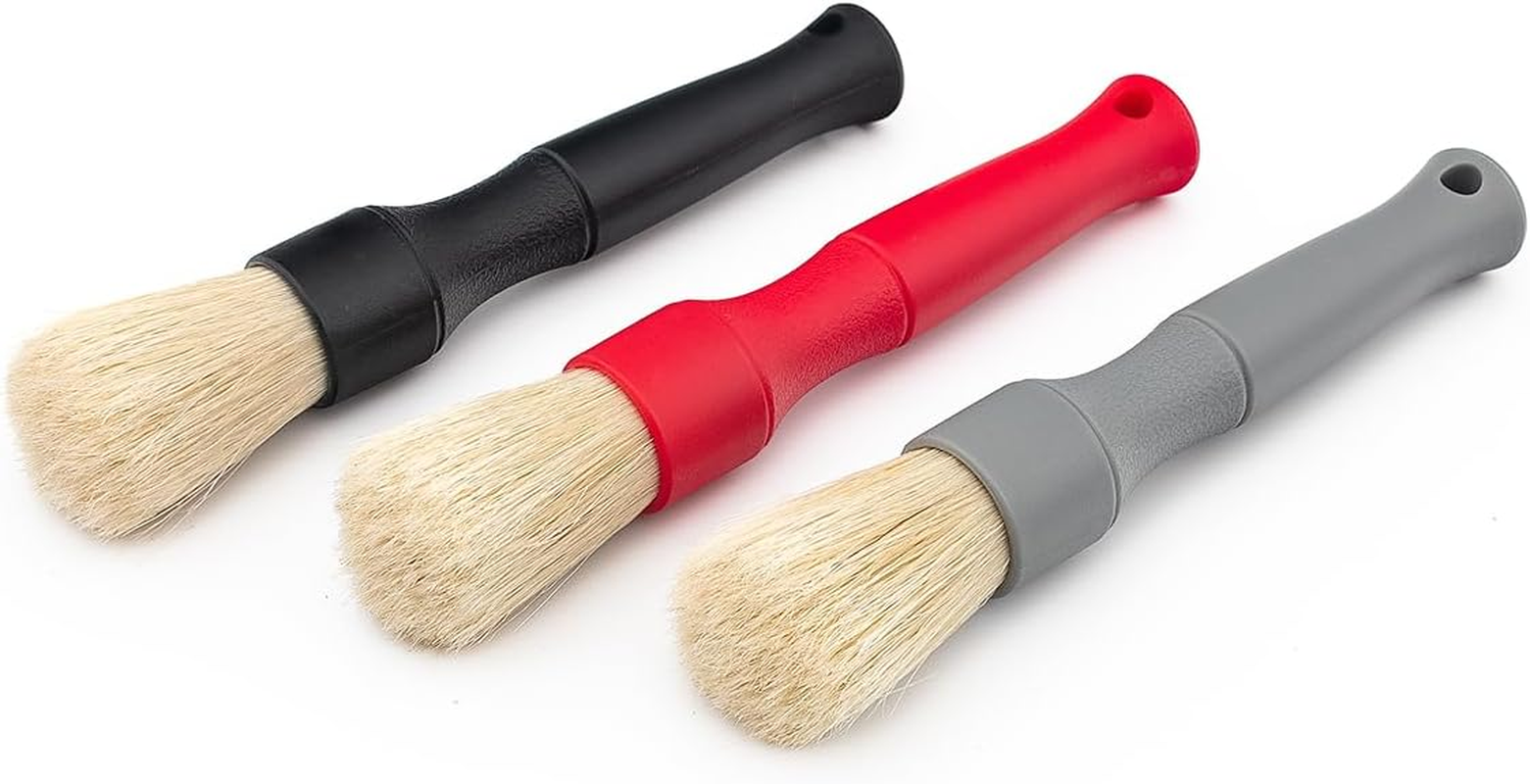 Boar Hair Detailing Brush Large, Comfortable Grip and Heavy-Duty Scrubbing for Interior, Exterior, Engine Bay, Wheels, Exhaust Tips, Textured Plastic image 2