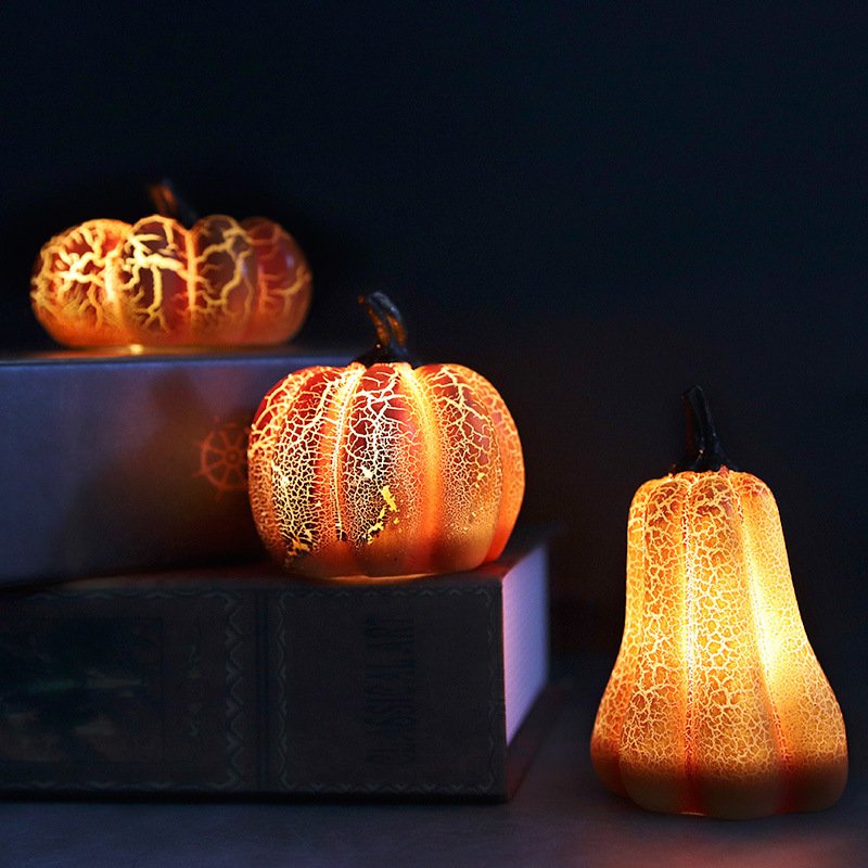 New Halloween Pumpkin Lantern Simulation Pumpkin LED Candle Lamp Resin Luminous Pumpkin image 0