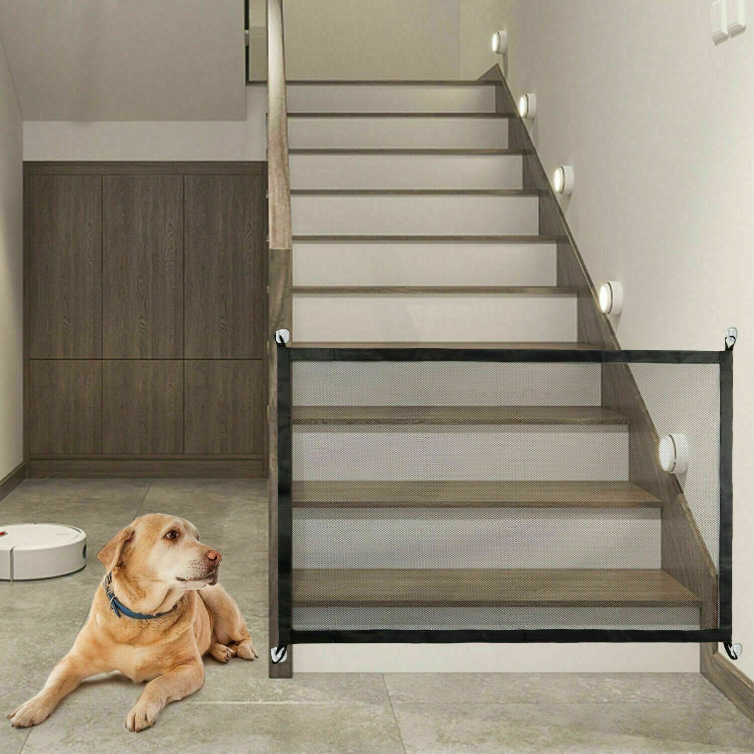 Pets Dog Cat Baby Safety Gate Mesh Fence Magic Portable Guard Net Stairs Doors image 0