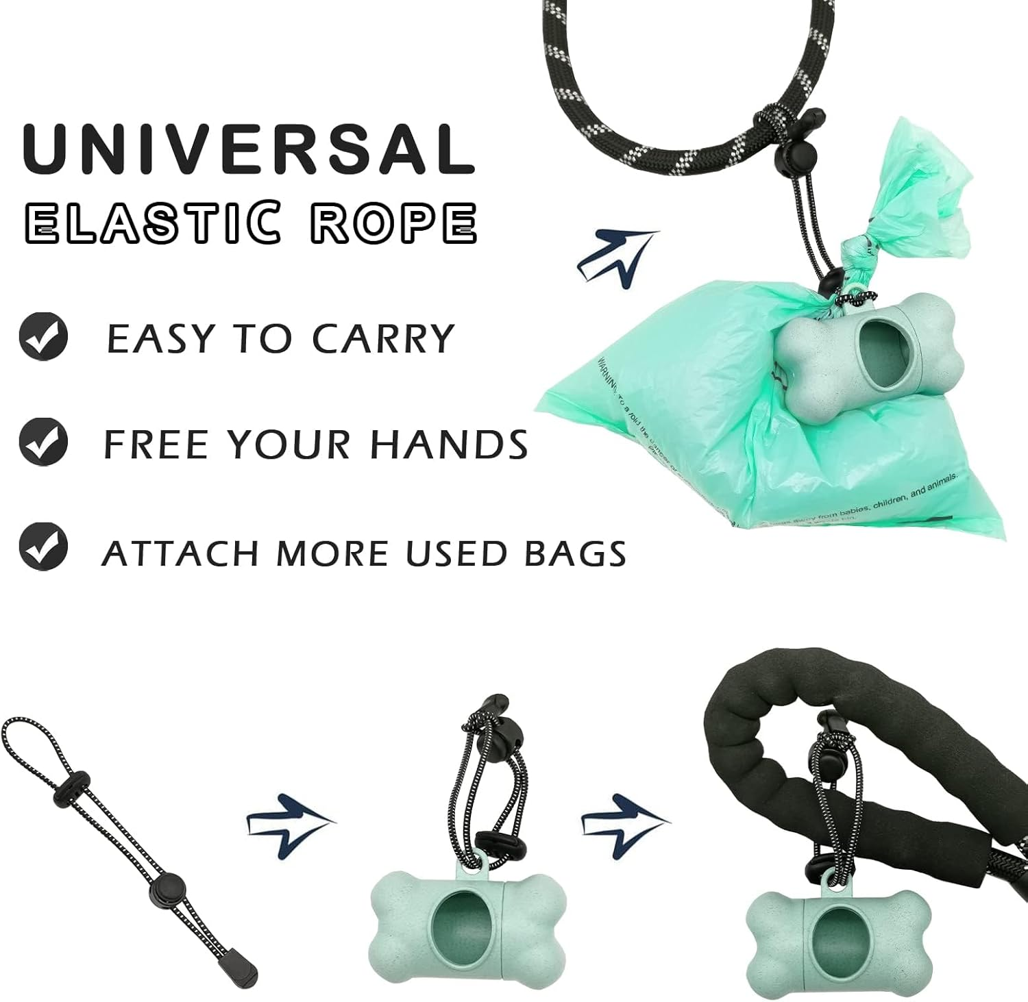 Dog Poop Pickup Bags Holder Dispenser with Standard-Sized Leak-Proof Scented Doggy Waste Bags and Carabiner with Safety Lock&amp;Fastener Never Loose on Leash Lead Again (1 Holder 195 Bags, Blue) image 2