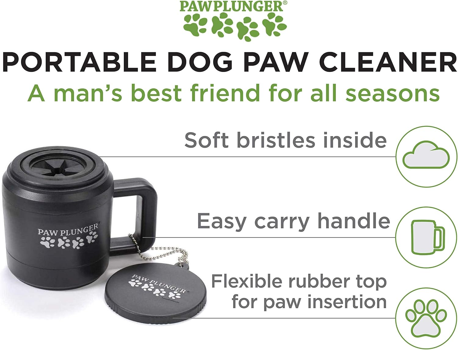 Paw Plunger – Dog Paw Cleaner - Dog and Puppy Essentials - Portable Dirty Paw Washer - Ideal for Medium Dogs - Black image 1