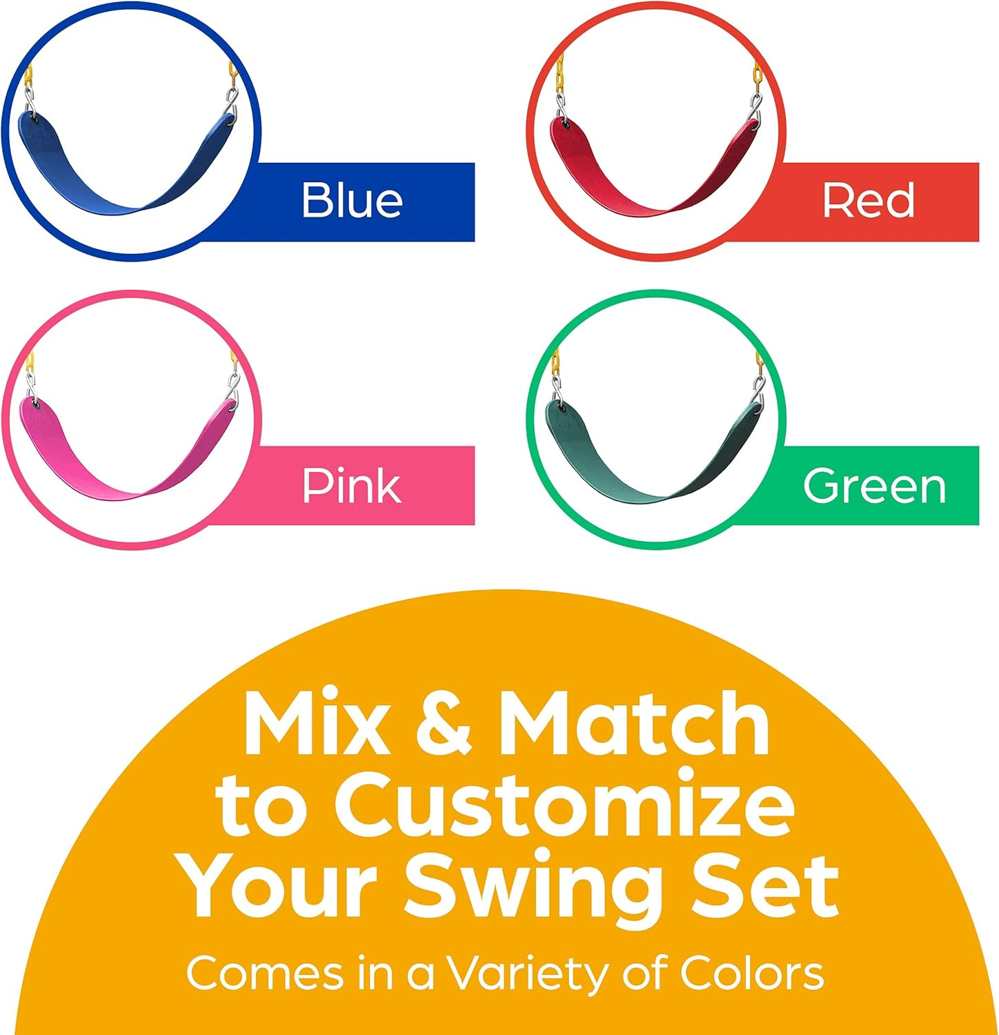 Outdoor Swing Seat Replacement - Pack of 1 Replacement Swings for Swingsets for outside with Plastic Coated Chains and 2 Hooks, Playground Accessories, Red image 6