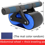 Double Wheel Abdominal Exerciser Women Men Automatic Rebound Ab Wheel Roller Waist Trainer Gym Sports Home Exercise Devices - Blue image