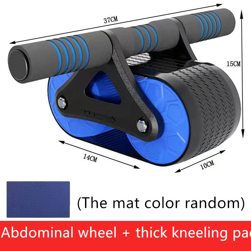 Double Wheel Abdominal Exerciser Women Men Automatic Rebound Ab Wheel Roller Waist Trainer Gym Sports Home Exercise Devices - Blue image