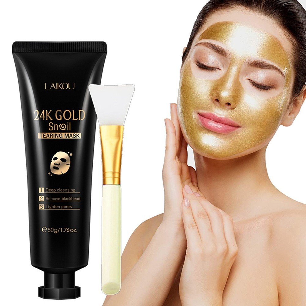 Gold Foil Snail Tear-Off Mask Hydrating skin whitening mask, skin radiant image 4