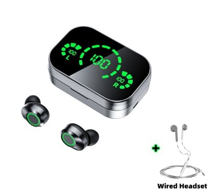 YD03 Wireless Bluetooth-compatible Headset TWS Large Screen Smart Digital Display In Ear Breathing Light - Black set, usb image