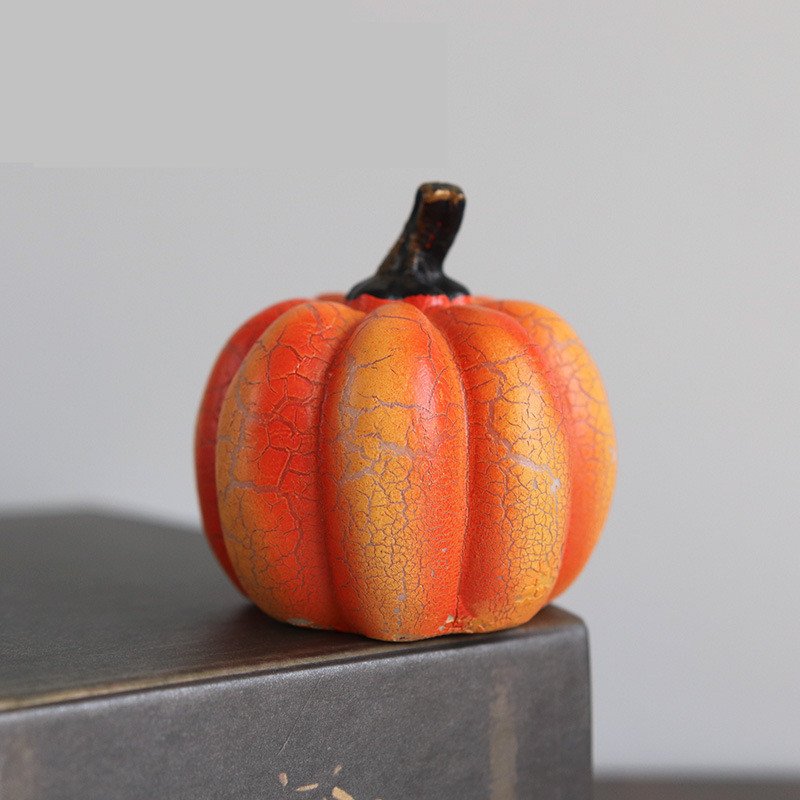 New Halloween Pumpkin Lantern Simulation Pumpkin LED Candle Lamp Resin Luminous Pumpkin - Pumpkin, Medium image