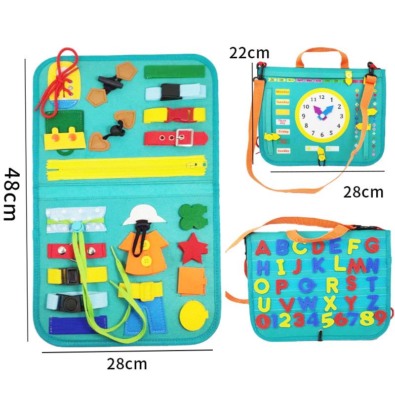 New Busy Book Children's Busy Board Dressing And Buttoning Learning Baby Early Education Preschool Sensory Learning Toy - E image