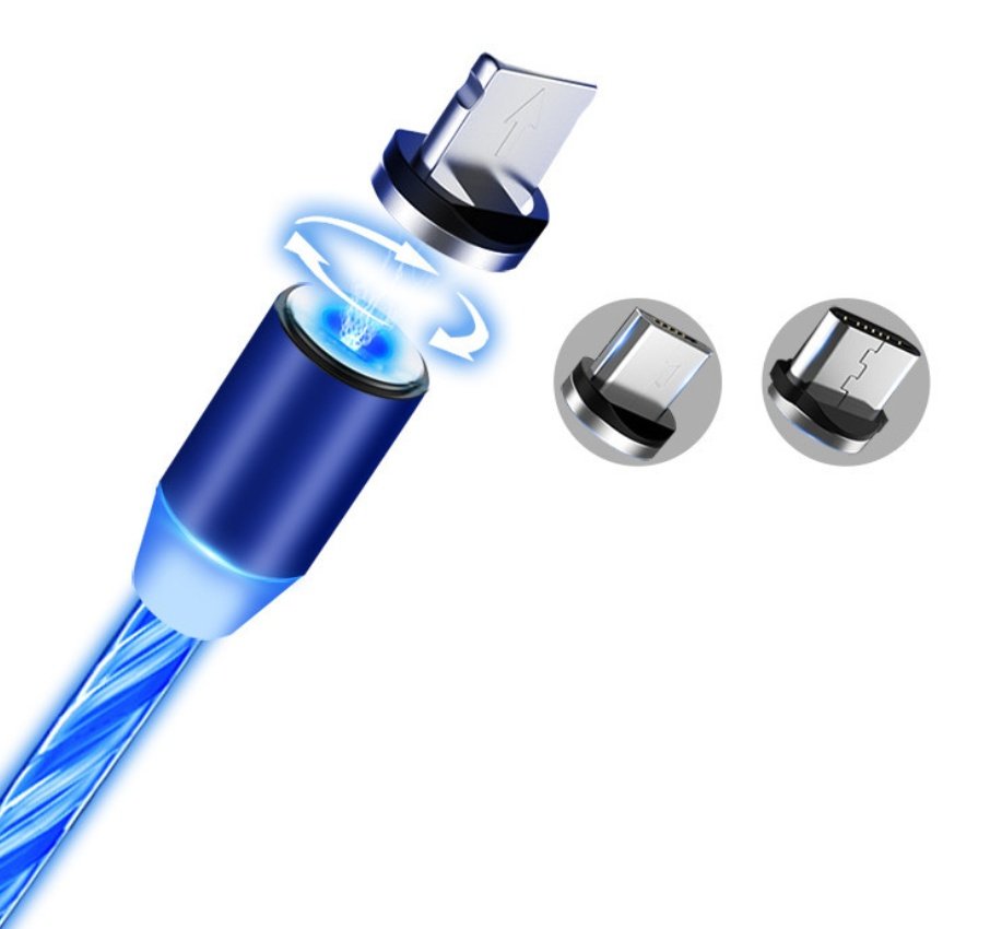 Compatible with Apple, Flowing Ligh Magnetic Streamer Data Line Cable for Iphone Android Typec - Blue 2pcs, Apple image