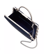 Cultivated Pearl Dangle Crystal Embellished Minaudiere Clutch image 2