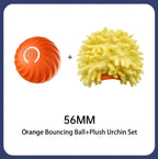 Interactive Bouncing Ball For Dogs,Automatic Smart Toy, Self-moving Rotating Stimulating Pet Entertainment, Noise-Reducing Urchin Cover,USB Rechargeable Dog Toy, Dog Electric Interactive Toy - Orange Ball, 56mm image