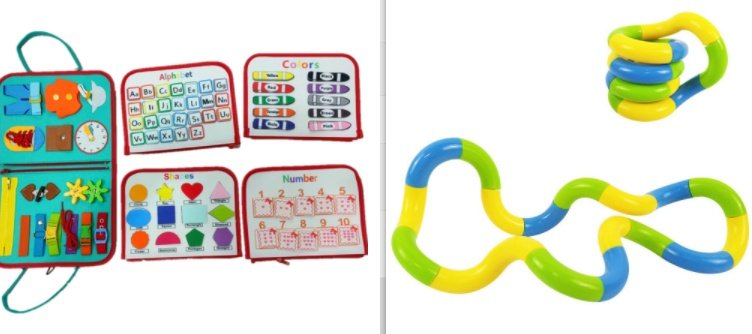 New Busy Book Children's Busy Board Dressing And Buttoning Learning Baby Early Education Preschool Sensory Learning Toy - Turquoise set image