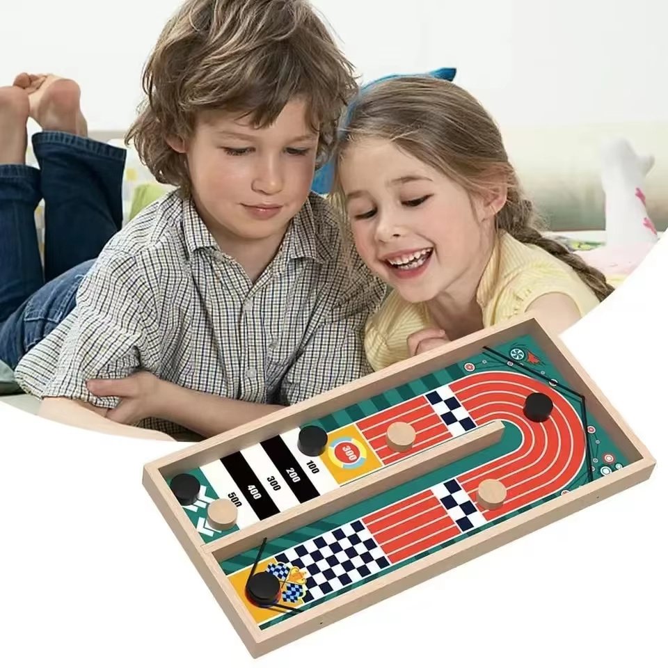 Two Person Battle Wooden Bounce Chess Table Bounce Children'S Gift Fun Parent-Child Interactive Game Christmas Present image 2
