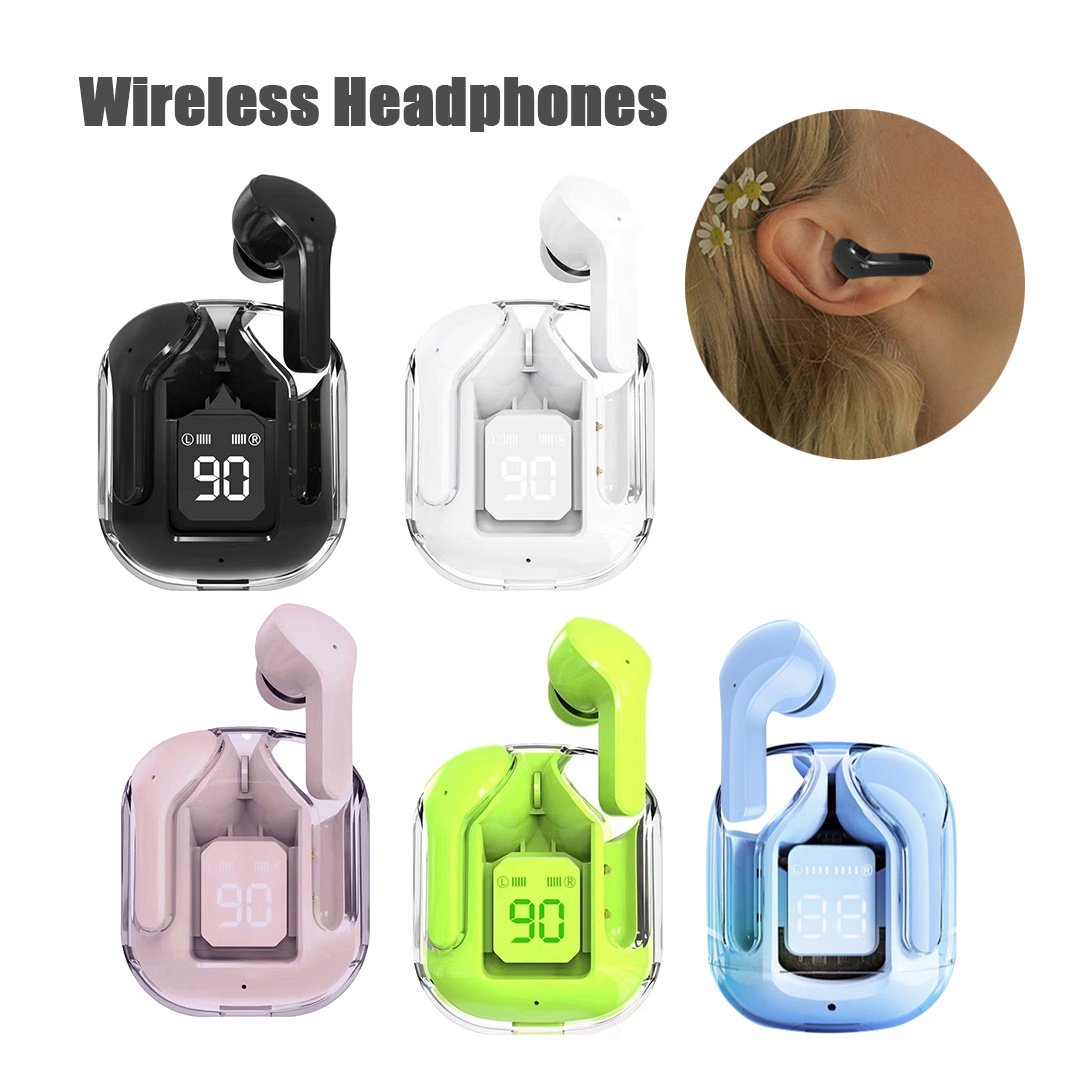 New Mini Transparent Wireless Bluetooth Headset Digital Display ENC Noise Reduction True Wireless Sports Music image 0