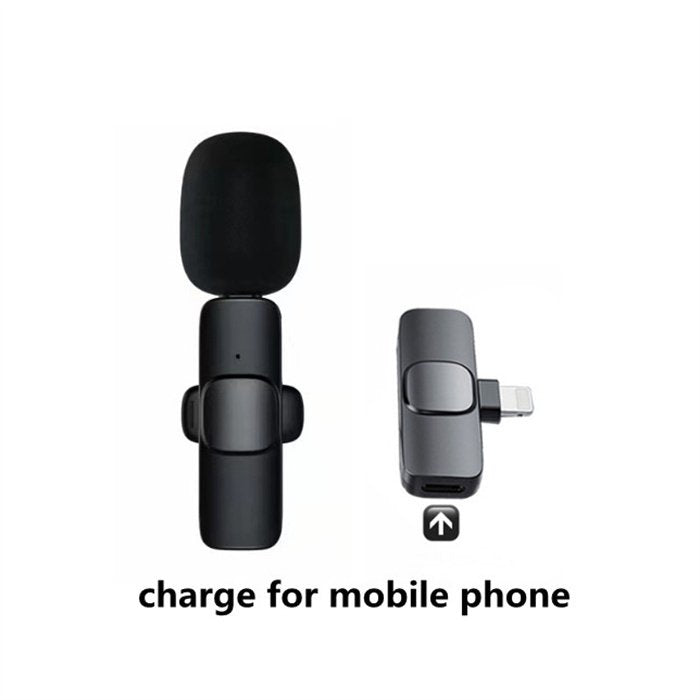 Wireless Lavalier Microphone Portable Audio Video Recording Mini Mic For I Phone Android Long Battery Life Live Broadcast Gaming - For IOS image