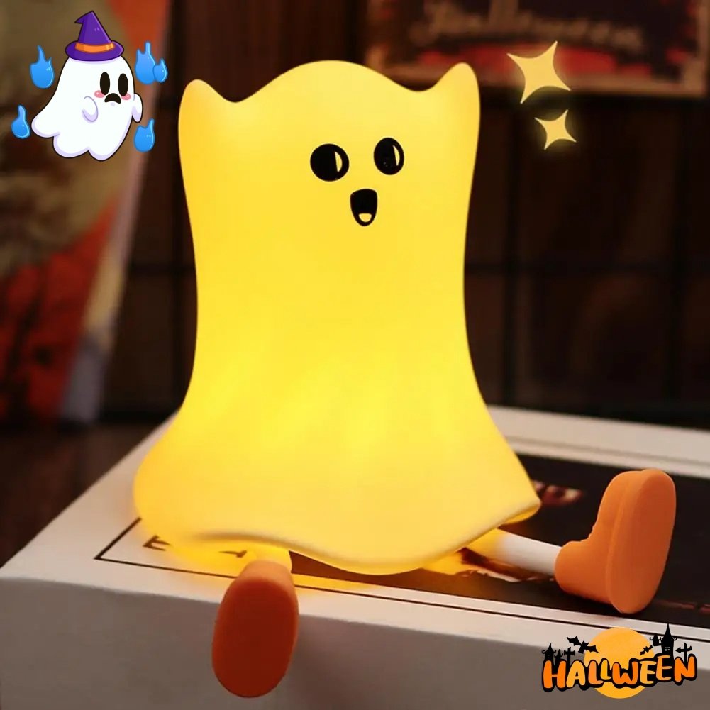 Halloween Silicone Ghost Shaped Bedside Lamp With Touch Control Soft Glow For Water-resistant Decoration image 0