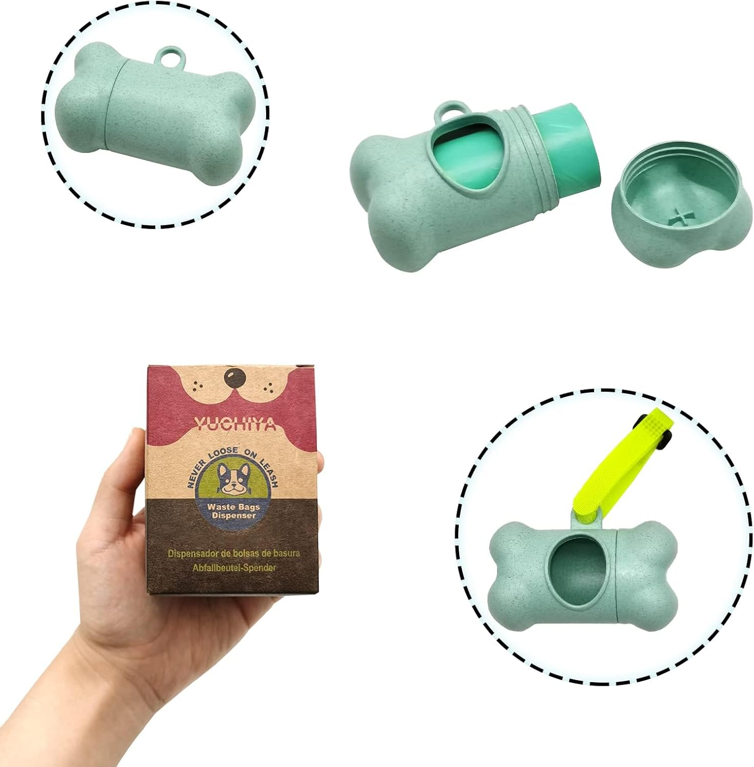 Dog Poop Pickup Bags Holder Dispenser with Standard-Sized Leak-Proof Scented Doggy Waste Bags and Carabiner with Safety Lock&amp;Fastener Never Loose on Leash Lead Again (1 Holder 195 Bags, Blue) image 1