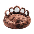 Cute Dog Bear Paw Shape Dog Bed, Dog Beds &amp; Furniture For Small And Medium Dogs, Cozy Plush Cute Cat Beds For Indoor Cats - Tiedye dark coffee, 18inch image