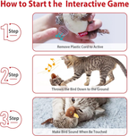 Chirping Bird Cat Toy Set, Interactive Chasing Toy for Indoor Cat, Motion Activated Kitten Play Toys, Squeaky Cats Animal Feather Toy for All Breeds Cats Kicker image 2