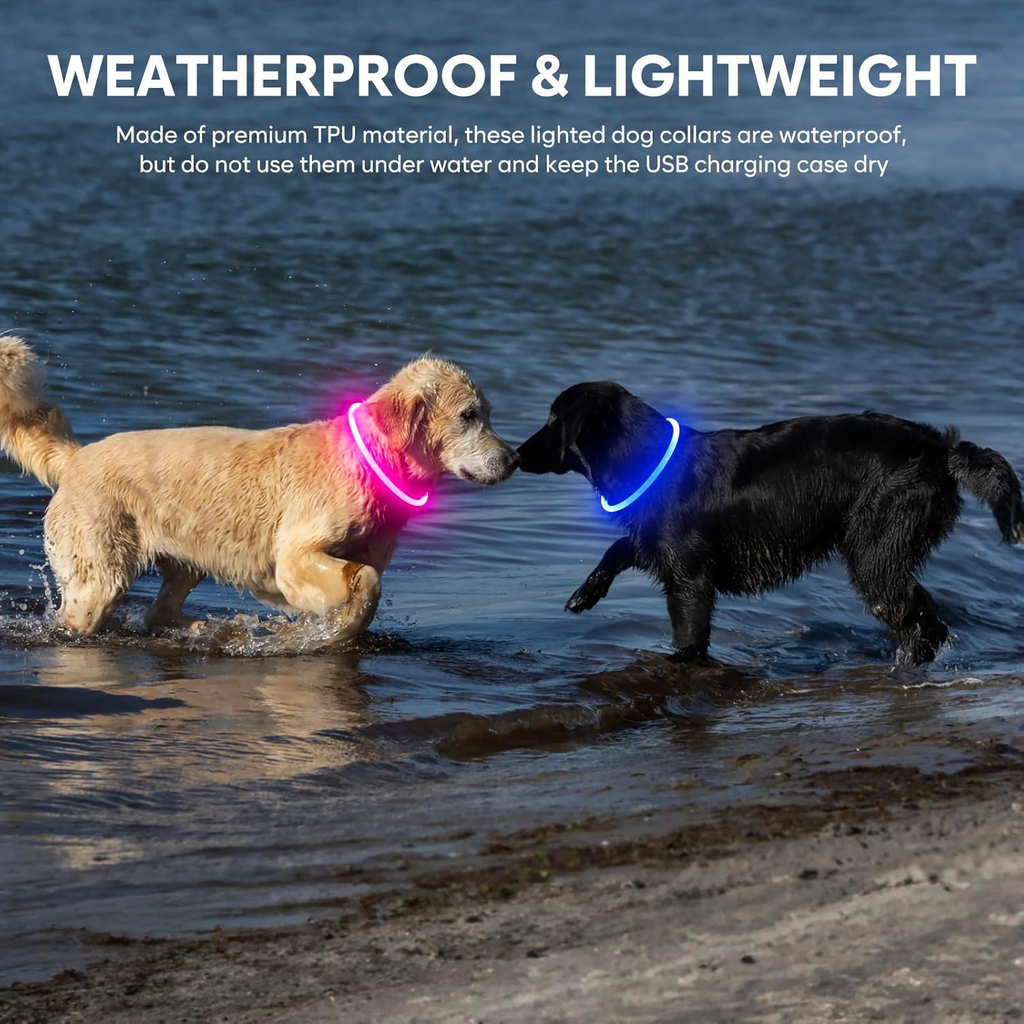 Light up Dog Collar - Waterproof LED Pet Collar Rechargeable, TPU Cuttable Glow in the Dark Dog Lights for Night Walking (Pink) image 4