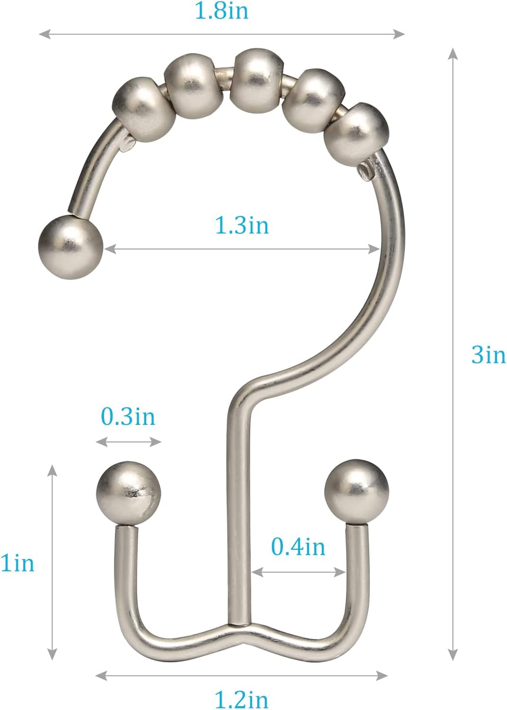 Shower Curtain Rings,  Shower Curtain Hooks, Rust-Resistant Metal Shower Hooks for Curtain, Double Glide Shower Curtain Hooks for Bathroom Shower Curtain &amp; Shower Liner, Set of 12, Matte Nickel… image 2
