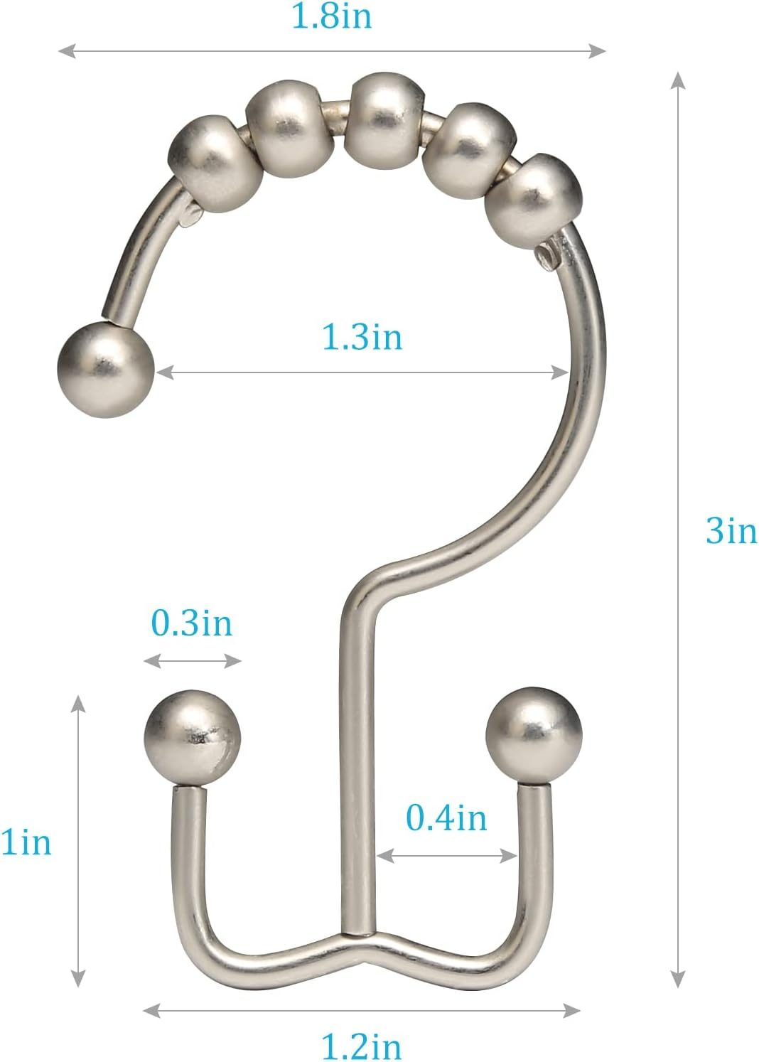 Shower Curtain Rings,  Shower Curtain Hooks, Rust-Resistant Metal Shower Hooks for Curtain, Double Glide Shower Curtain Hooks for Bathroom Shower Curtain &amp; Shower Liner, Set of 12, Matte Nickel… image 2